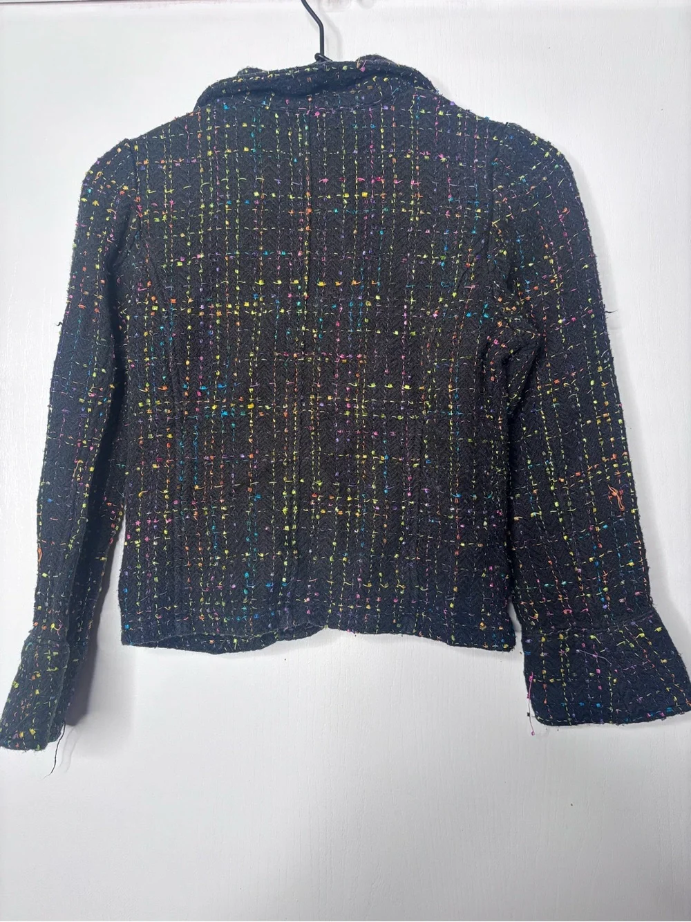 Vintage Y2K Lisa Frank Black Multi-Color Tweed Button Blazer Jacket Girls 10/12